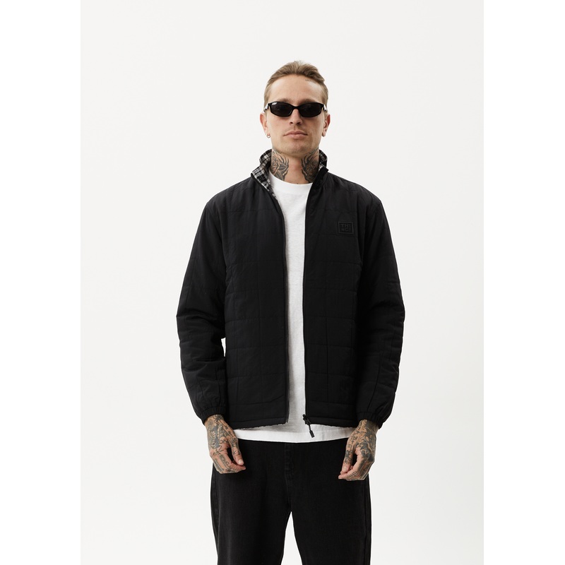 AFENDS Mens Asta – Check Reversible Jacket – Black