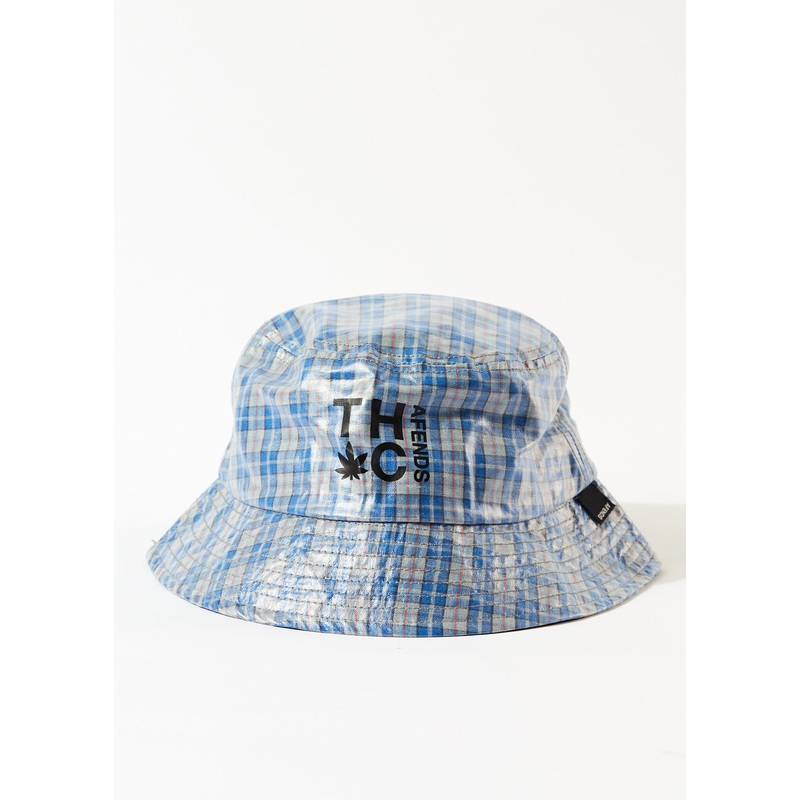 AFENDS Unisex Porcelain – Check Coated Bucket Hat – Electric Blue