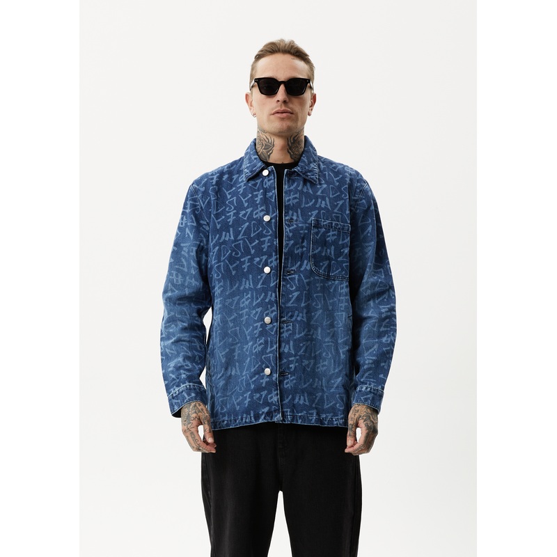 AFENDS Unisex Tagged – Unisex Denim Jacket – Graffiti Blue