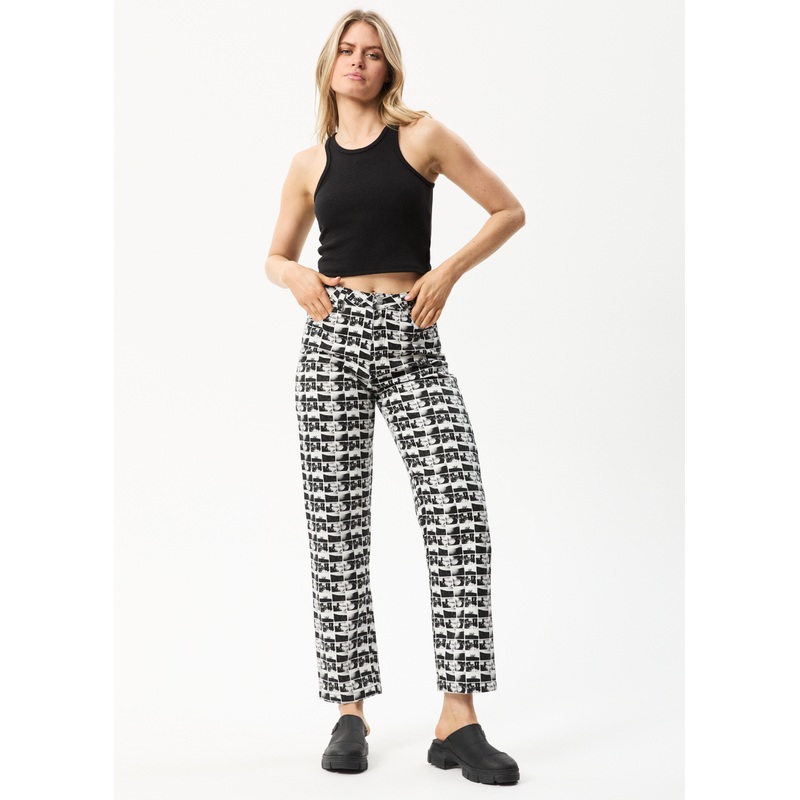 AFENDS Womens Chaos Shelby – Wide Leg Pant – Black