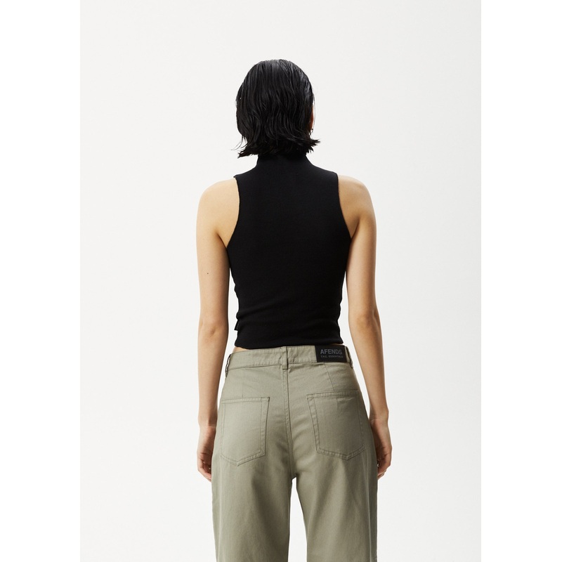 AFENDS Womens Iconic – Rib High Neck Tank – Black