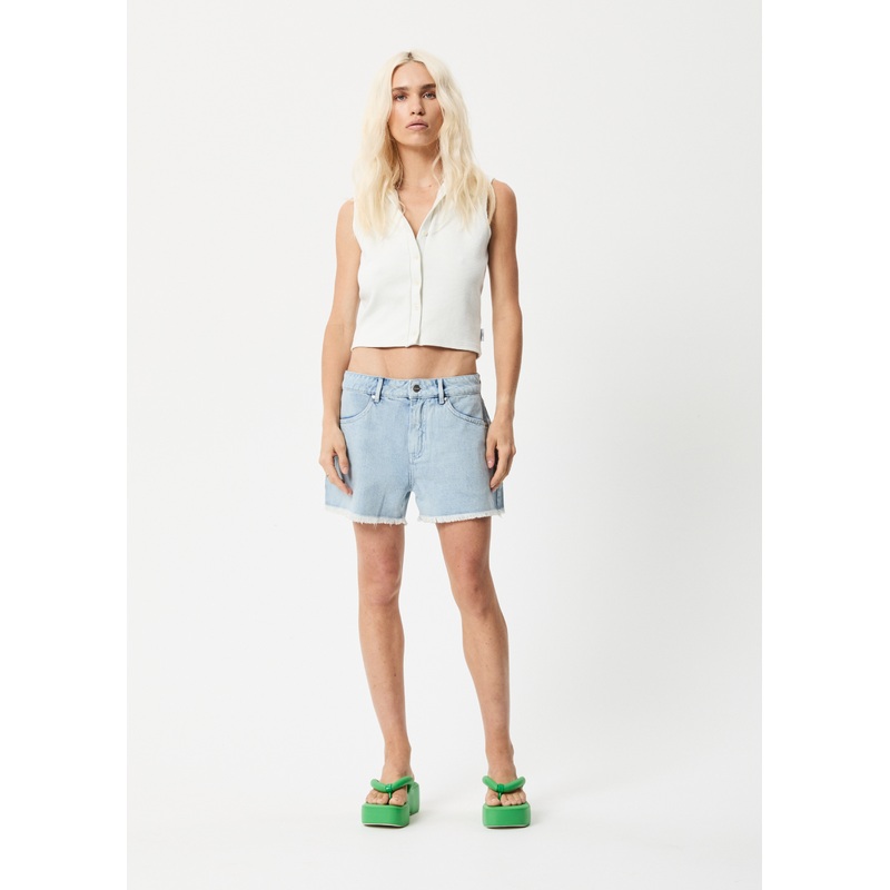 AFENDS Womens Isabella – Denim Low Rise Short – Vintage Blue