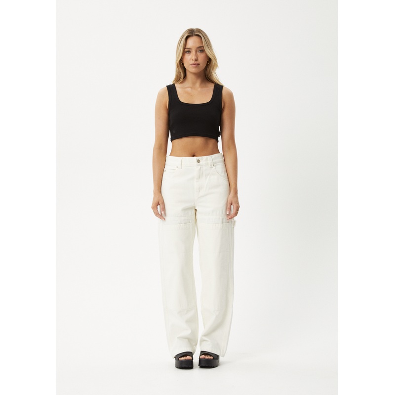 AFENDS Womens Moss – Denim Workwear Jean – Off White