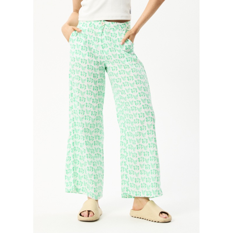 AFENDS Womens Swan Sienna – Wide Leg Pant – Lime Green
