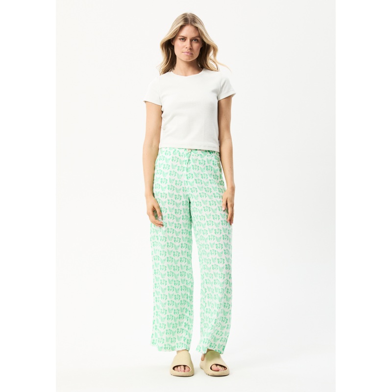 AFENDS Womens Swan Sienna – Wide Leg Pant – Lime Green