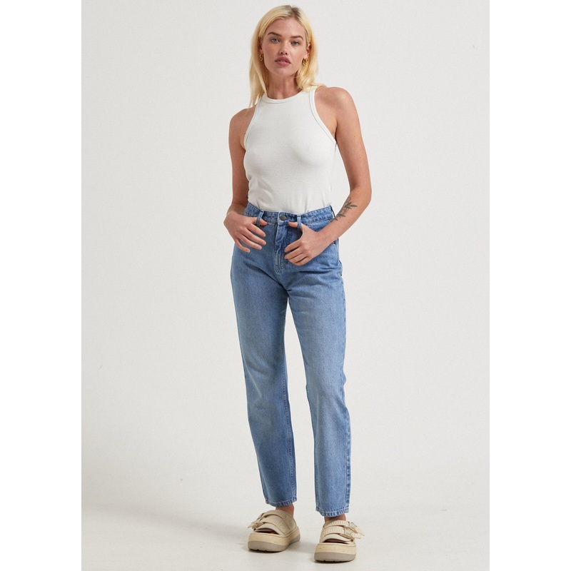 AFENDS Womens Violet – Denim Straight Leg Jean – Worn Blue