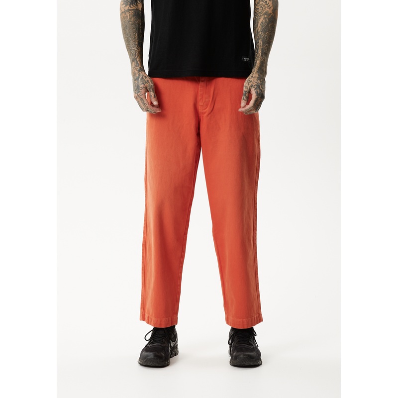 AFENDS Mens Louie – Denim Wide Leg Jean – Faded Orange