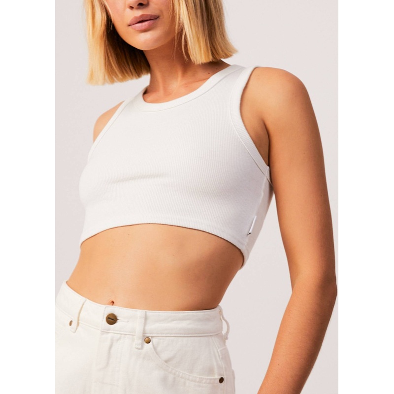 AFENDS Womens Chloe – Rib Cropped Tank – Off White