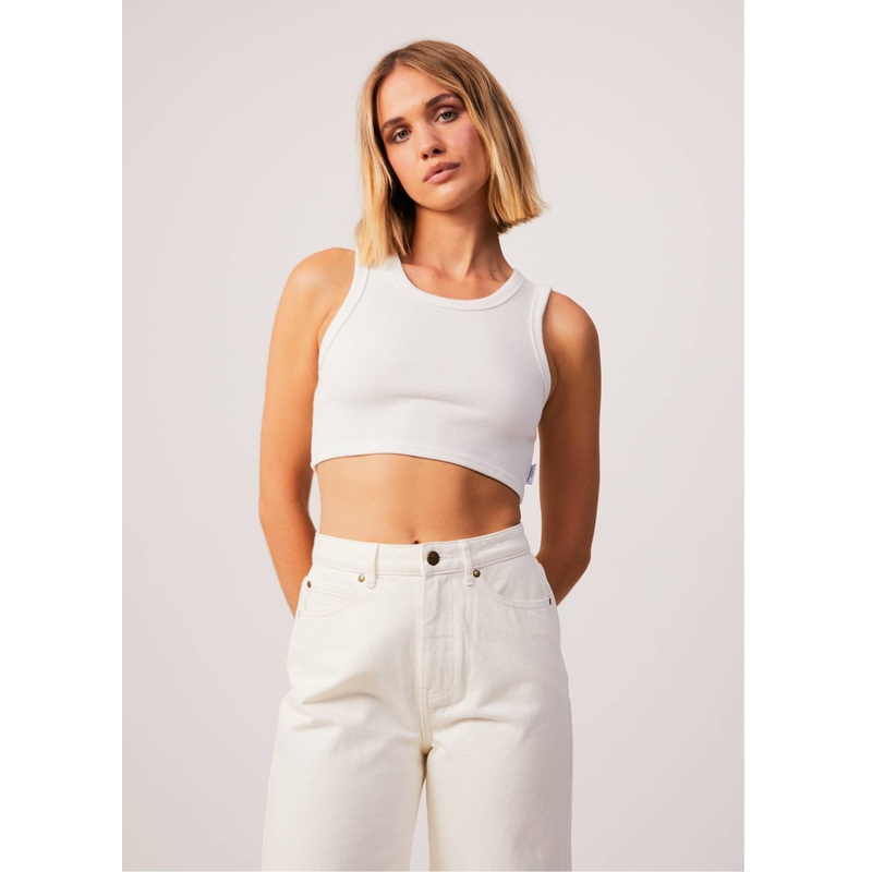 AFENDS Womens Chloe – Rib Cropped Tank – Off White