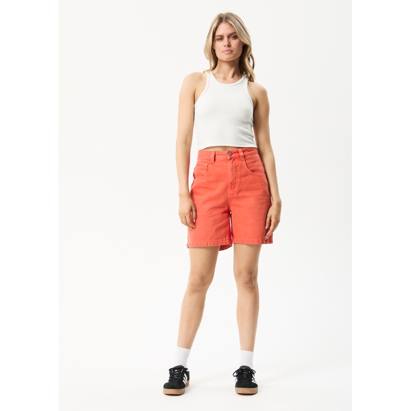 AFENDS Womens Emilie – Denim Workwear Short – Faded Orange