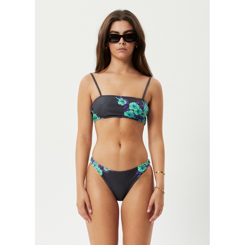 AFENDS Womens House Of Darwin – Bikini Top – Charcoal Floral