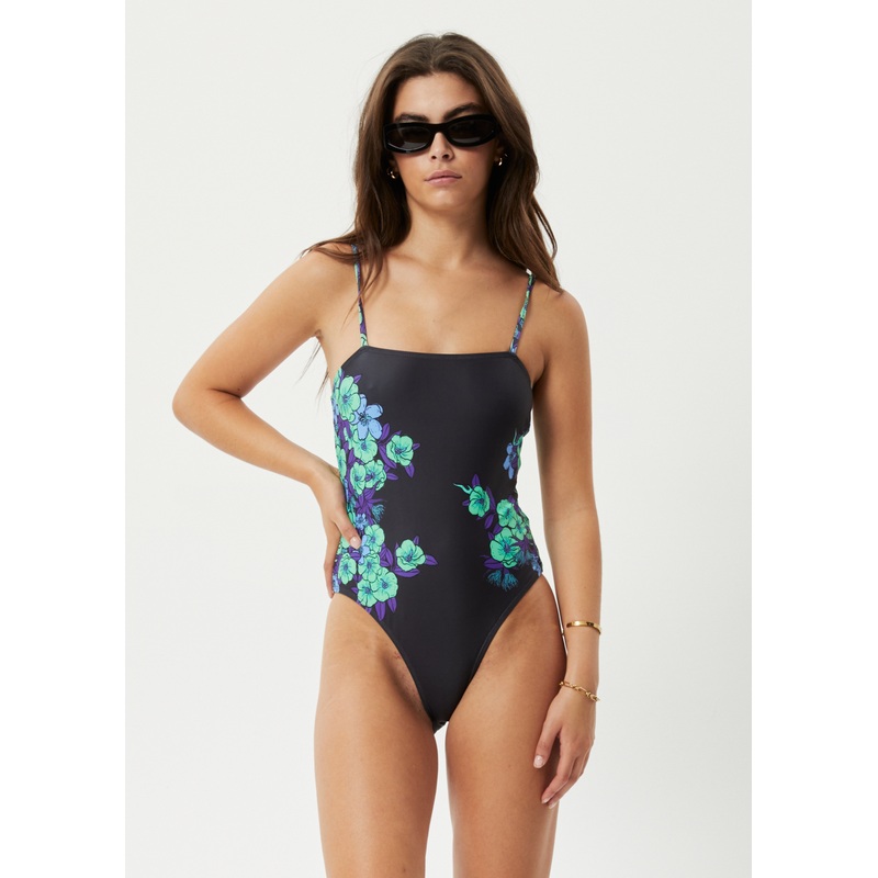 AFENDS Womens House Of Darwin – One Piece Swimsuit – Charcoal Floral