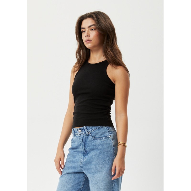 AFENDS Womens Pearly – Rib Singlet – Black