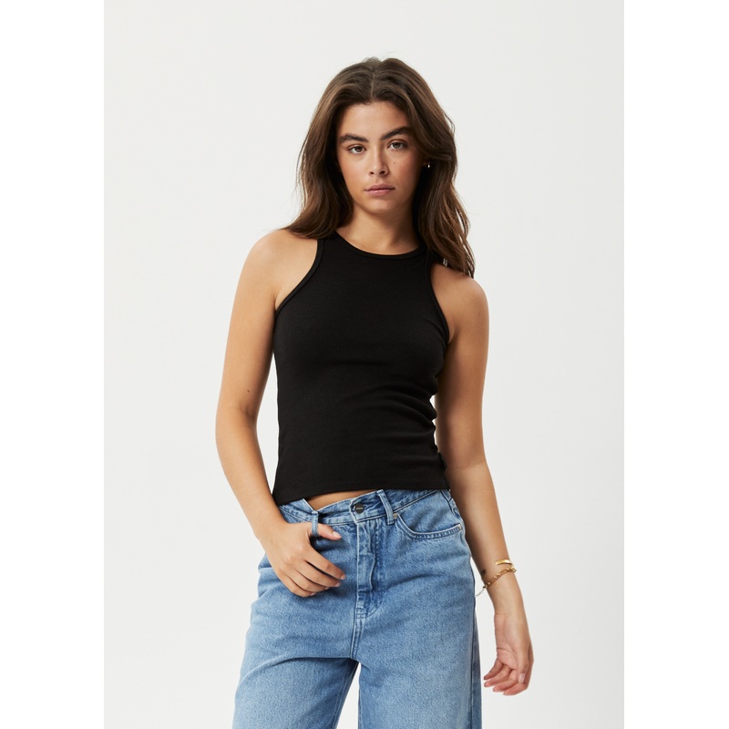 AFENDS Womens Pearly – Rib Singlet – Black