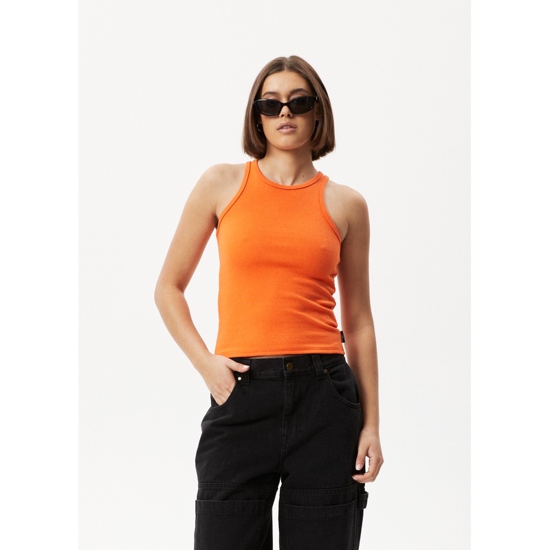 AFENDS Womens Pearly – Rib Singlet – Orange