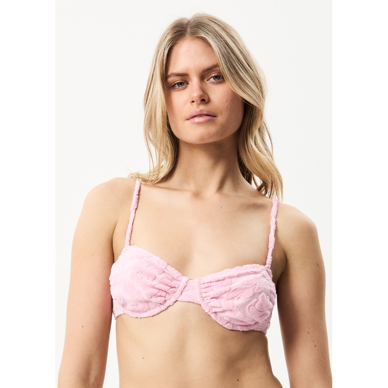 AFENDS Womens Rhye – Terry Bikini Top – Powder Pink