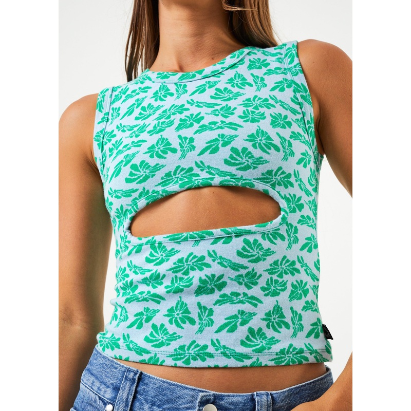 AFENDS Womens See You – Cut Out Sleeveless Top – Powder Blue