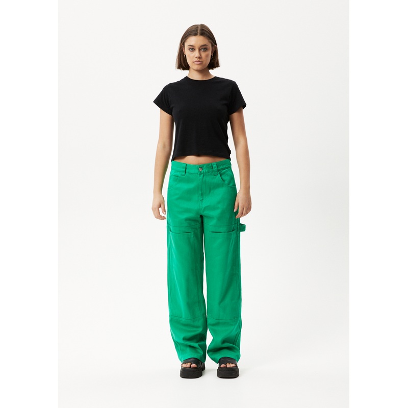 AFENDS Womens Sleepy Hollow Moss – Twill Workwear Pant – Forest