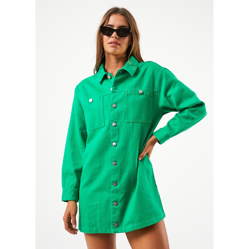 AFENDS Womens Sleepy Hollow Tori – Twill Dress – Forest