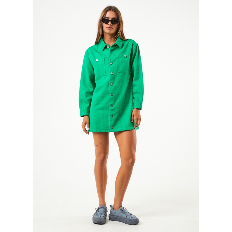 AFENDS Womens Sleepy Hollow Tori – Twill Dress – Forest