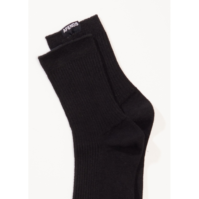 AFENDS Womens The Essential – Rib Socks – Black