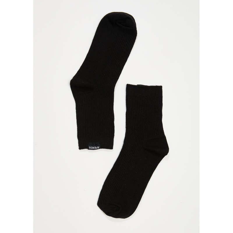AFENDS Womens The Essential – Rib Socks – Black