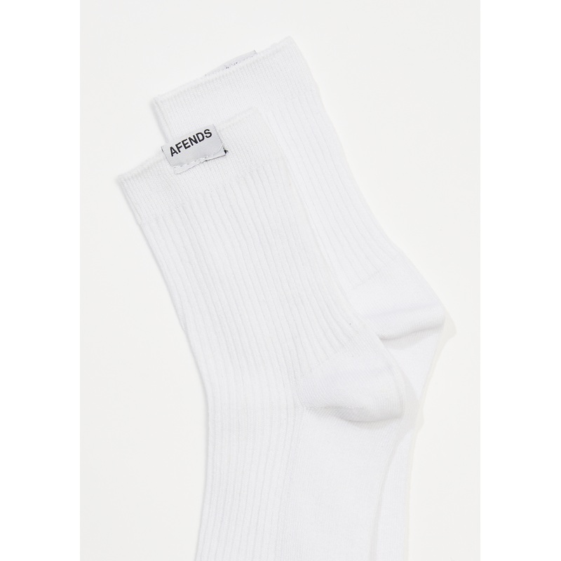 AFENDS Womens The Essential – Rib Socks – White