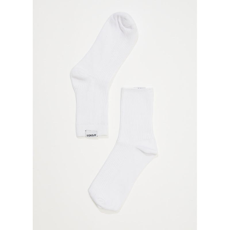 AFENDS Womens The Essential – Rib Socks – White