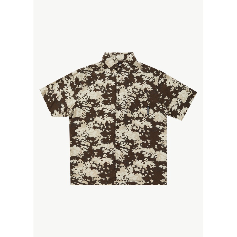 AFENDS Mens Jungle – Short Sleeve Shirt – Earth Camo