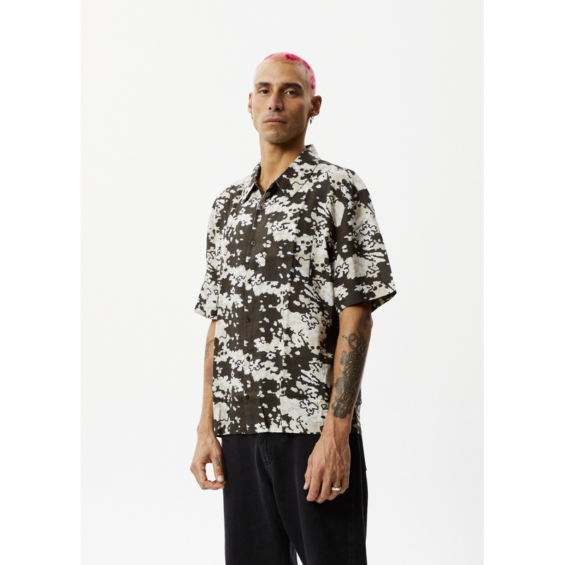 AFENDS Mens Jungle – Short Sleeve Shirt – Earth Camo