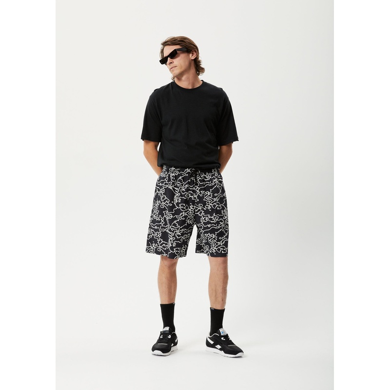 AFENDS Mens Script – Elastic Waist Short – Black