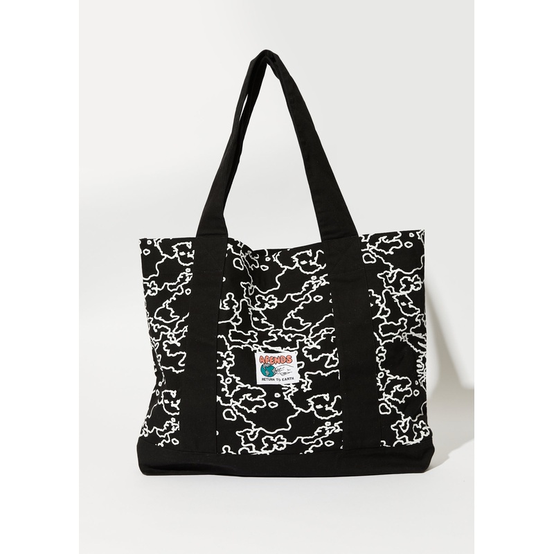 AFENDS Unisex Script – Oversized Tote Bag – Black Camo