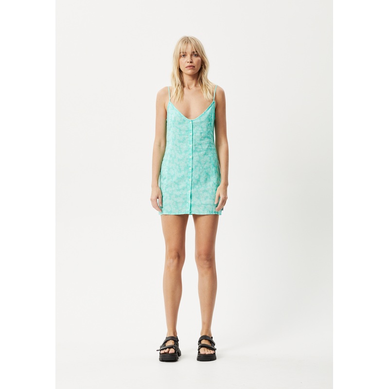 AFENDS Womens Benny – Mini Slip Dress – Jade Daisy