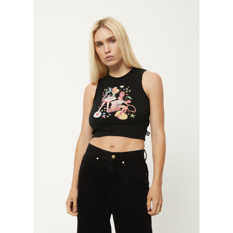 AFENDS Womens Josie Dalston – Graphic Tank – Black