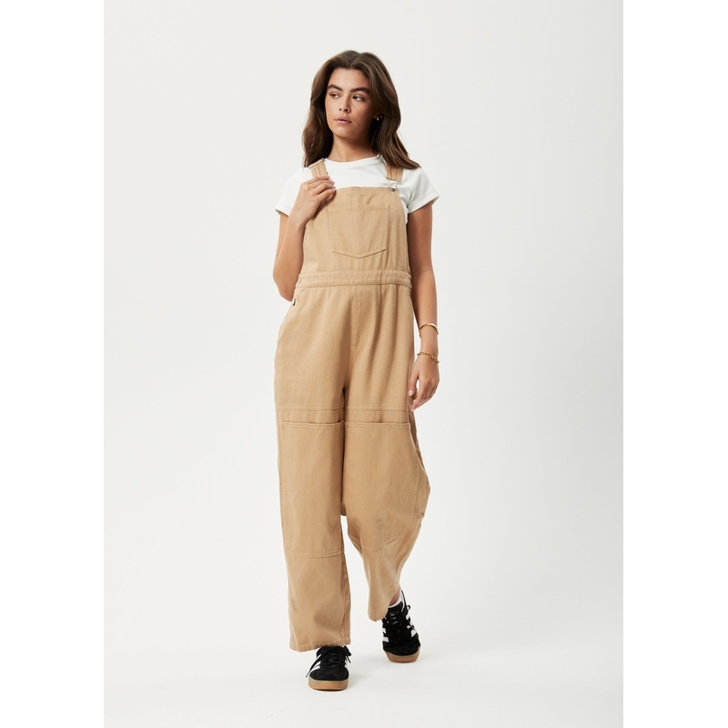 AFENDS Womens Sleepy Hollow Louis – Twill Baggy Overall – Tan
