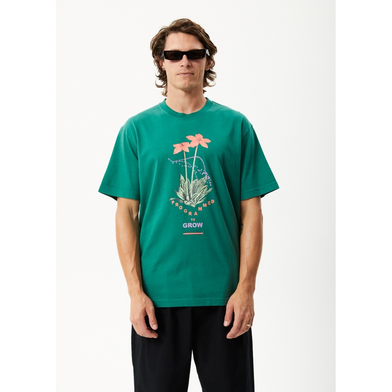 AFENDS Mens Communication – Retro Graphic Tee – Emerald