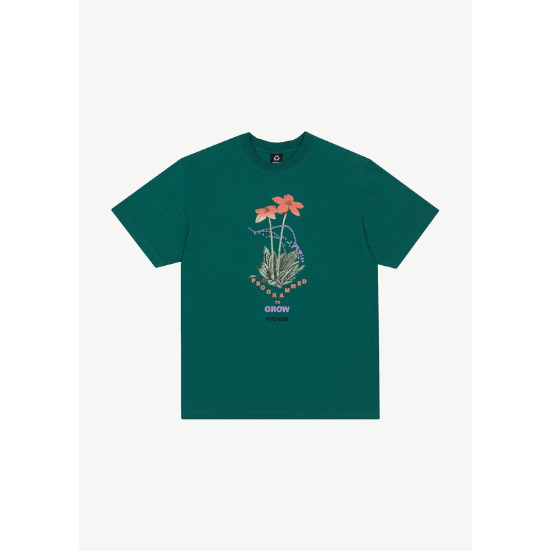 AFENDS Mens Communication – Retro Graphic Tee – Emerald