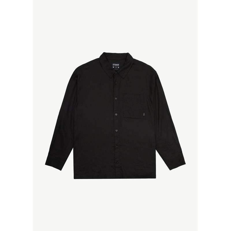 AFENDS Mens Everyday – Long Sleeve Shirt – Black