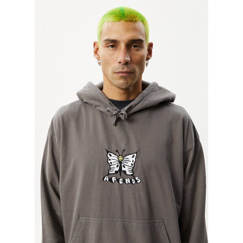 AFENDS Mens Fly Free – Graphic Hoodie – Steel