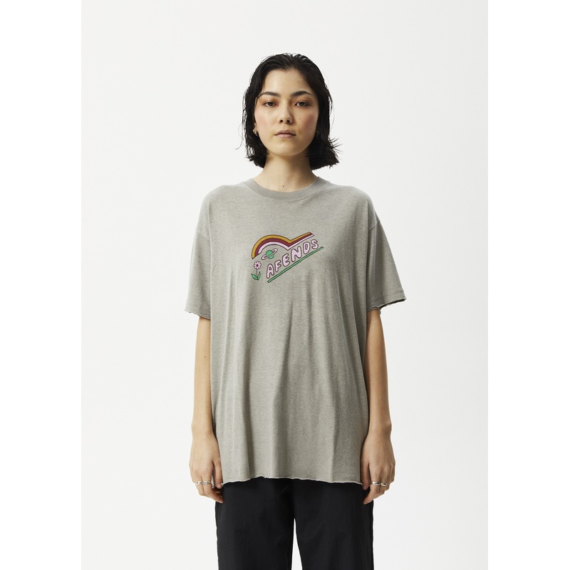 AFENDS Womens Day Dream Slay – Oversized Graphic Tee – Olive