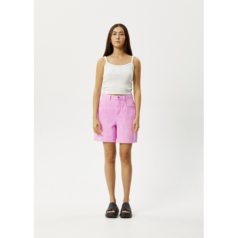 AFENDS Womens Emilie – Denim Workwear Short – Faded Candy