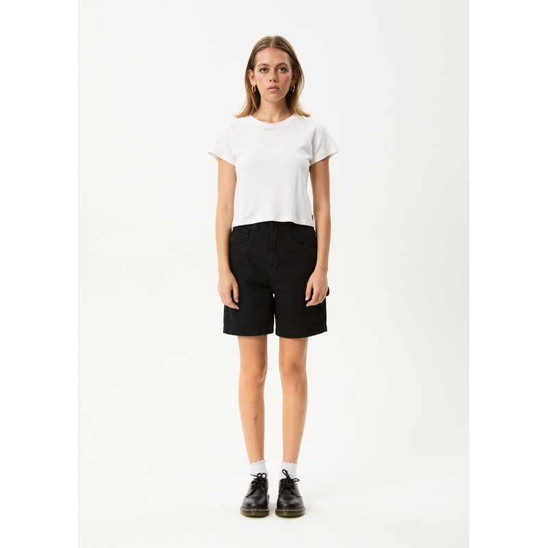 AFENDS Womens Emilie – Denim Workwear Short – Washed Black