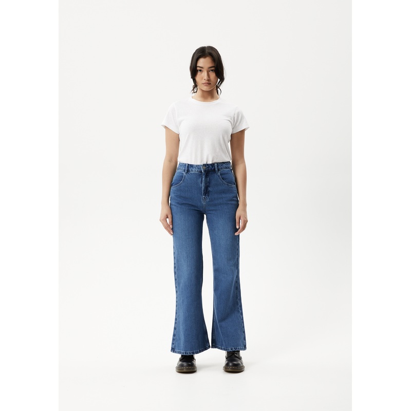 AFENDS Womens Marsha – Denim Slim Flared Jean – Authentic Blue