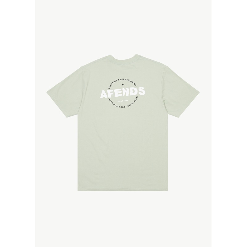 AFENDS Mens Questions – Graphic Retro Tee – Eucalyptus