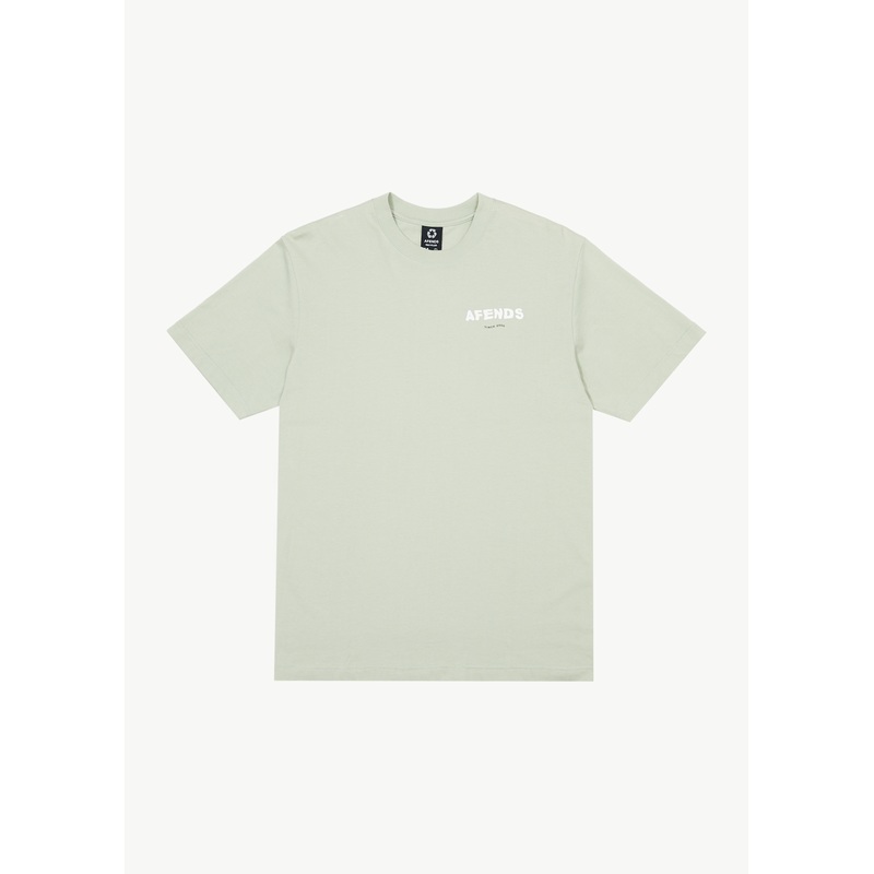 AFENDS Mens Questions – Graphic Retro Tee – Eucalyptus