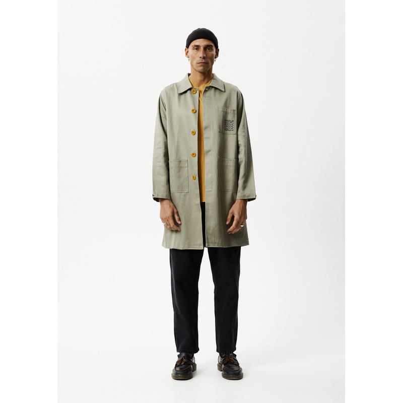 AFENDS Unisex Oracle – Trench Coat – Olive