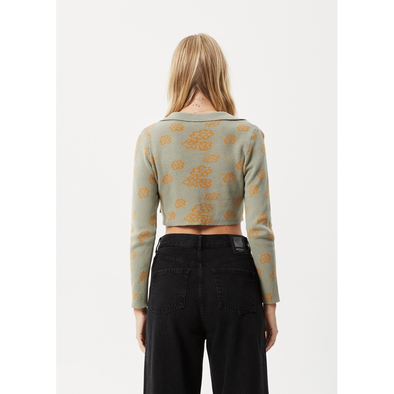 AFENDS Womens Clara – Knit Long Sleeve Shirt – Olive