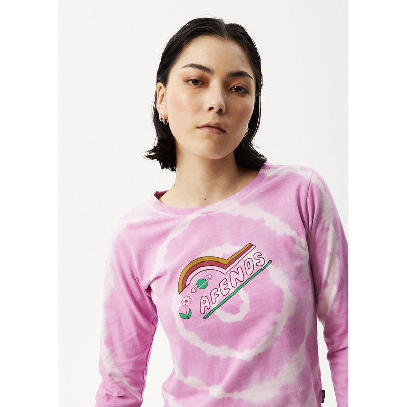 AFENDS Womens Day Dream – Long Sleeve Tie Dye Graphic Tee – Candy