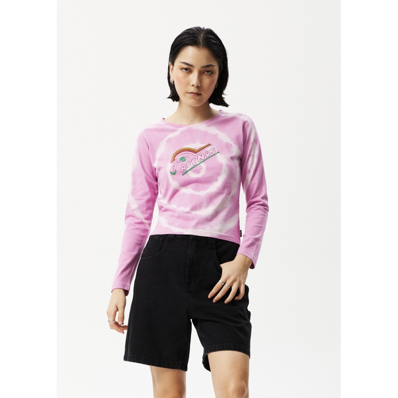 AFENDS Womens Day Dream – Long Sleeve Tie Dye Graphic Tee – Candy