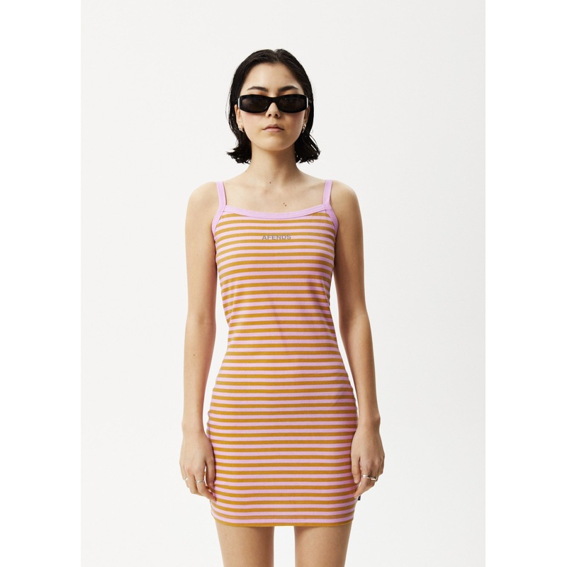 AFENDS Womens Jain Taylor – Mini Dress – Candy Stripe